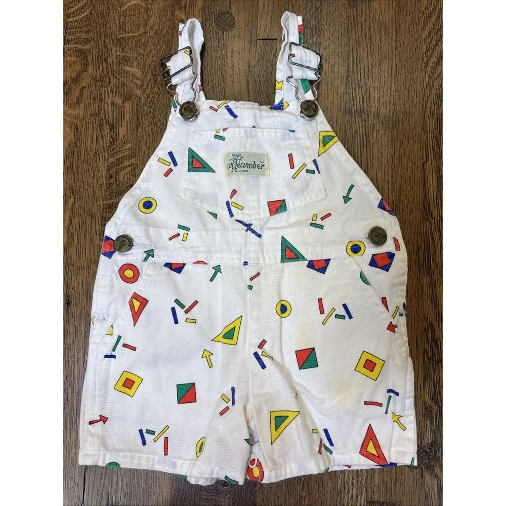 VINTAGE 90s CUTECUMBER OVERALLS Geometric Colorful 18 Month